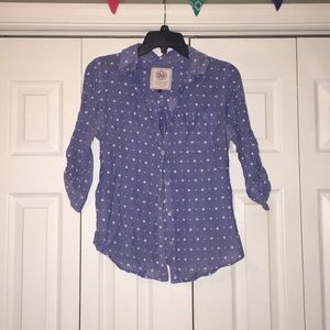 Light blue polka dot button down shirt